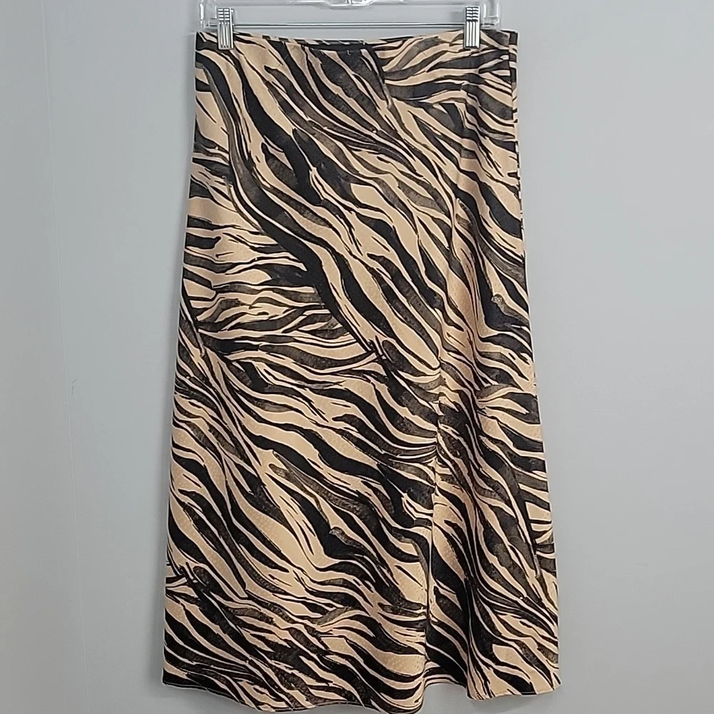 Nine West Animal Print Midi Skirt Silky - Picture 5 of 9
